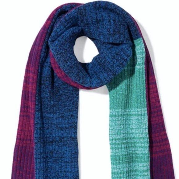 3.1 Philip Lim Patchwork marled ribbed knit scarf multi colored - Picture 2 of 5